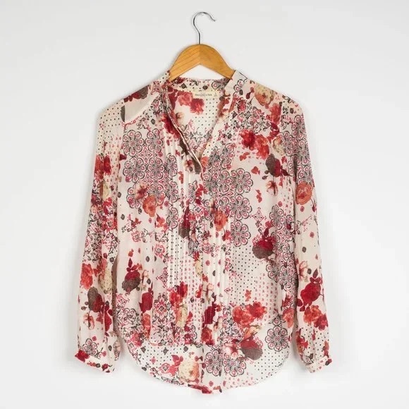 Abercrombie & Fitch Tops - Abercrombie & Fitch 🌸🌺 BEAUTIFUL Floral Top Blouse Sheer size Large